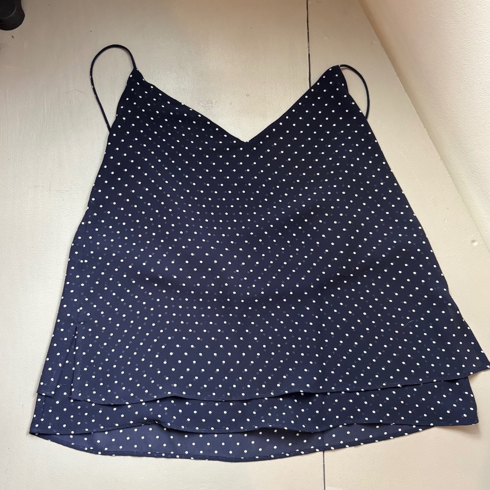 H&M Lightweight Semi Sheer 2 Layer Cami Navy Polka dot 4 Cute summer spring